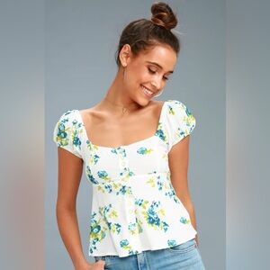 Free People Close To You Floral Crop Top Large‎ Boho Cottagecore Romantic Summer